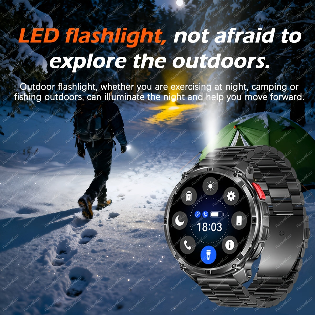 2025 Men's smart watch, 1.7-inch HD display, 1100mAh large-capacity battery, 90-day standby time, outdoor compass, wireless call, LED flashlight, 200+ dials, voice assistant, Men's watch, 120+ sports modes, fitness tracker wa