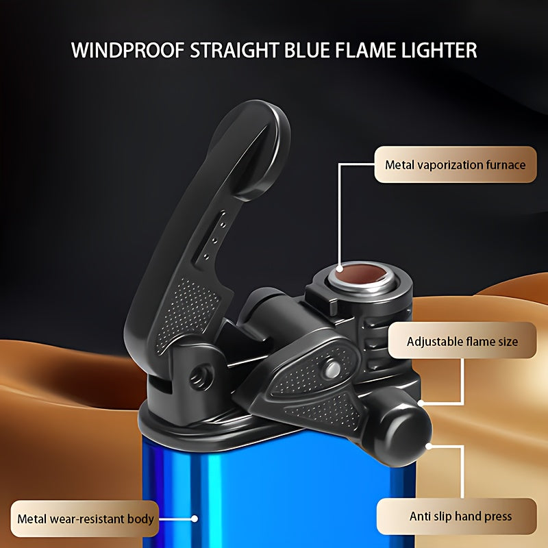 1pc/5pcs Lighter, Butane Lighter, Windproof Lighter, Straight Blue Flame Lighter, Portable Lightweight Lighter, Arm Ignition Lighter, Suitable for Outdoor Camping, Barbecue, Hiking, Precise Ignition, Home/Wedding/Party Candle