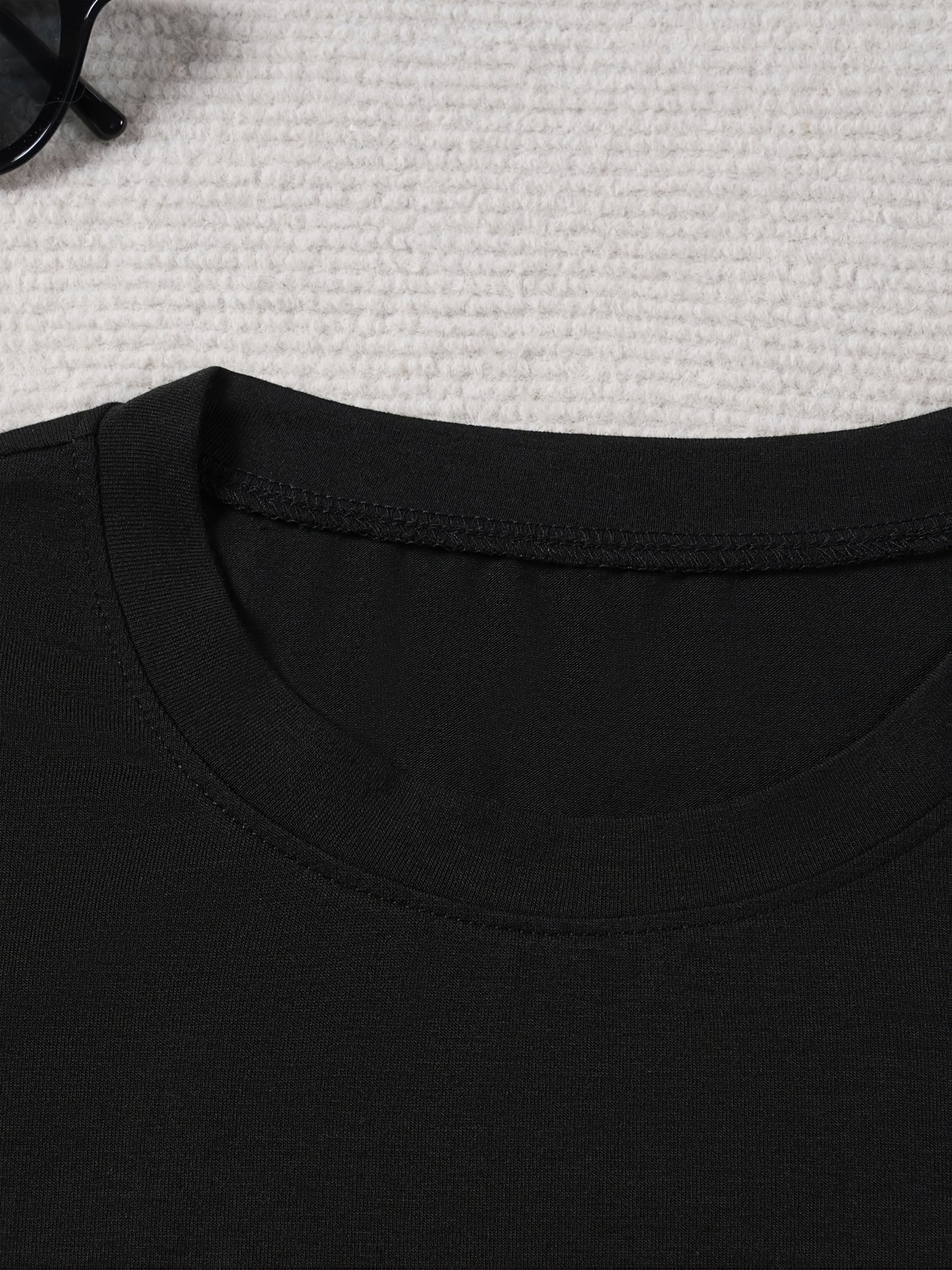 Women's 2026 New Year T-Shirt - Casual Round Neck Short Sleeve - Black & Golden Party Outfit for NYE 2026 Celebrations - Golden 2026 Number & Happy New Year Lettering with Rhinestone-Like 2026 Accent (Machine Washable)