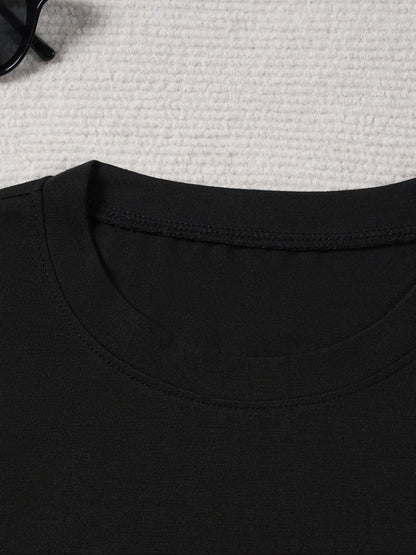 Women's 2026 New Year T-Shirt - Casual Round Neck Short Sleeve - Black & Golden Party Outfit for NYE 2026 Celebrations - Golden 2026 Number & Happy New Year Lettering with Rhinestone-Like 2026 Accent (Machine Washable)
