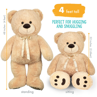 Big Teddy Bear, 3 Feet Giant Teddy Bear Stuffed Animal, Large Bear Plush Toy, 39 inch, Gift for Girls, Girlfriend, Wife, for Birthday Valentine's Day