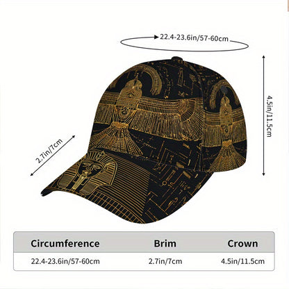 1pc Egyptian Pharaohs 2D Full-Body Print Adjustable Snapback Hat - Funky Tutankhamun & Pharaoh Design, Polyester for Sports, Streetwear, for halloween Costumes, Christmas Parties & Egyptian-Themed Outfits