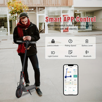 Adult Electric Scooter, 50/60Hz 350/500 W Motor, 3 Speed Modes, 13/22/25 Mile Range, 15/19 MPH Top Speed, 8.5 Inch Solid Tires, 36V, 5.2/7.8/10.4 AH Batteries, Long Heavy Duty Electric Scooter, Fast Electric Scooter, Scooter