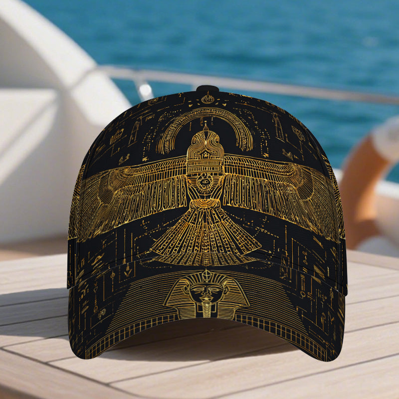 1pc Egyptian Pharaohs 2D Full-Body Print Adjustable Snapback Hat - Funky Tutankhamun & Pharaoh Design, Polyester for Sports, Streetwear, for halloween Costumes, Christmas Parties & Egyptian-Themed Outfits