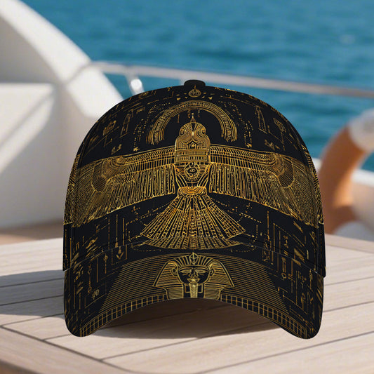1pc Egyptian Pharaohs 2D Full-Body Print Adjustable Snapback Hat - Funky Tutankhamun & Pharaoh Design, Polyester for Sports, Streetwear, for halloween Costumes, Christmas Parties & Egyptian-Themed Outfits