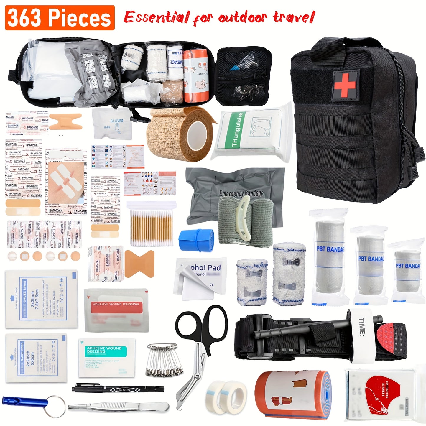 Emergency Preparedness Kit - Ultralight Portable First Aid & Medical Organizer with Essential Supplies for Hiking, Car Survival, Family Emergencies - Compact for outdoor, Travel & Crisis Readiness (No Magnesium/Firestarter)