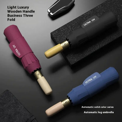 Heavy-Duty Automatic Open Windproof Umbrella with 26+ Ribs - All-Weather Windproof, Compact Folding Design, Elegant Burgundy/Beige/Blue - for Business, Travel, Commuting - Ideal for Professionals & Everyday Use, Professional
