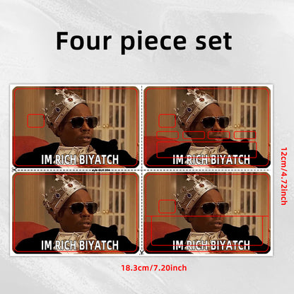 4pcs Waterproof PVC Card Skins - Funny "I'M RICH BIYOTCH" Golden Card Design Stickers | Scratch-Resistant, Non-Slip Glossy-like for Credit/Debit Cards & Keychains | Ultra-Thin Durable Disposable VIP-Style Protectors (Matte Vi