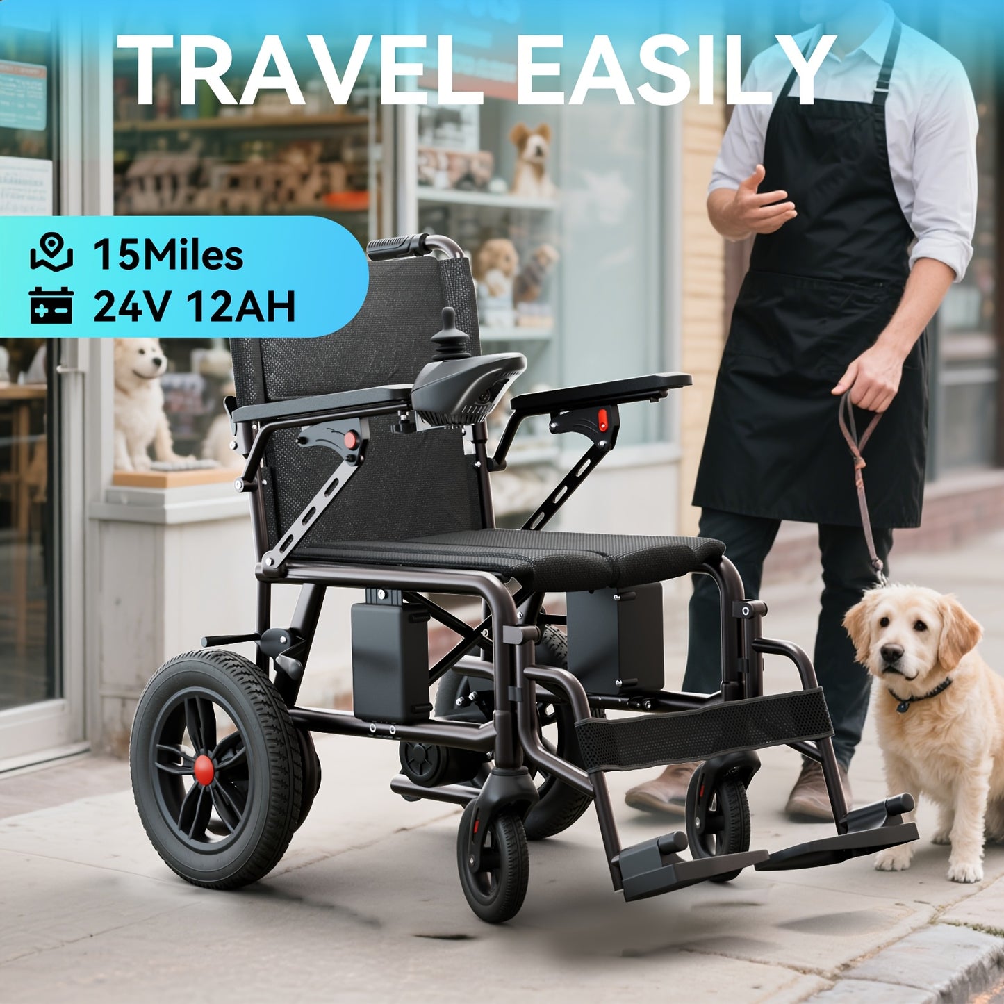 Suitable For Adults/elderly, Foldable Electric Wheelchair With Electromagnetic Braking For Stable Stop, Solid Inflatable Tires For Smooth Travel, 15 Kilometer Range, 220 Pounds Load Capacity, Preferred For Daily Travel!
