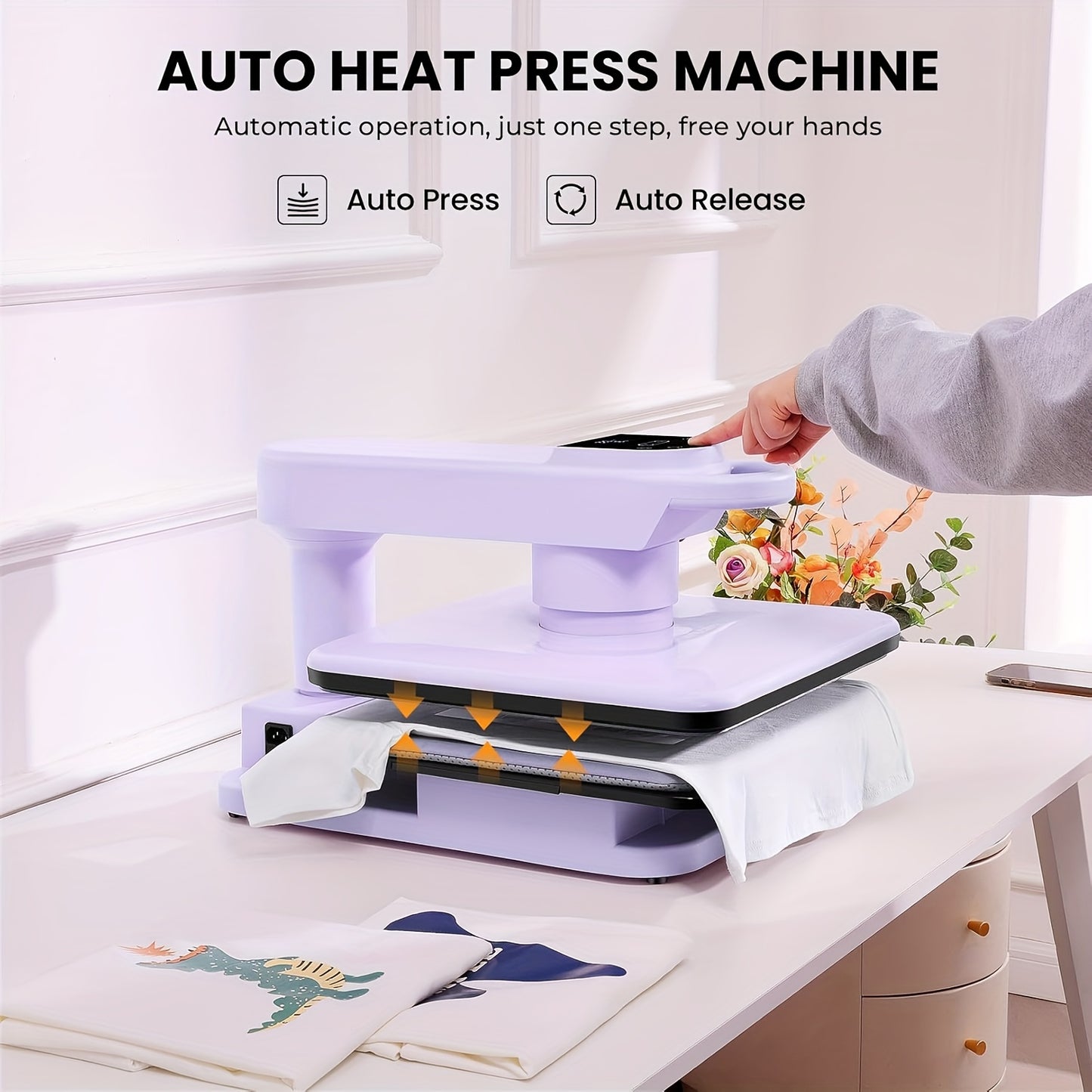 15x15 Inch Swivel Auto Heat Press Machine, 360° Swing Away Smart T-Shirt Printing W/Auto Press & Auto Release & Auto-Off, 7 Adjustable Pressures & 1.85" Higher Heating Height for HTV, Dual-tube Heatinbg, Sublimation, Heat Tr