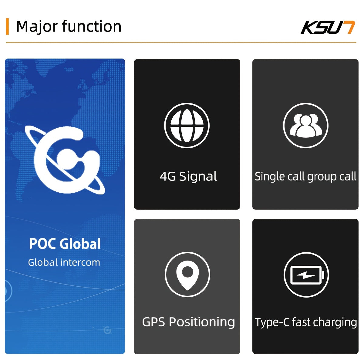 KSUN 4G Network Nationwide POC Radio With 1 Year US Pre-Paid Sim Cards Walkie Talkies Long Range 5000 Miles For Hiking Camping CT1plus (2 Pack)