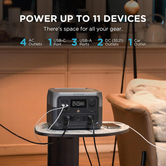 ECOFLOW Portable Power Station 499Wh with 45W Solar Panel, RIVER 2 Max 500 LiFePO4 Battery/ 1 Hour Fast Charging, Lightweight only 13.3lbs, Up To 1000W Output Solar Power Bank for Home or Outdoors Use (Father's Day)