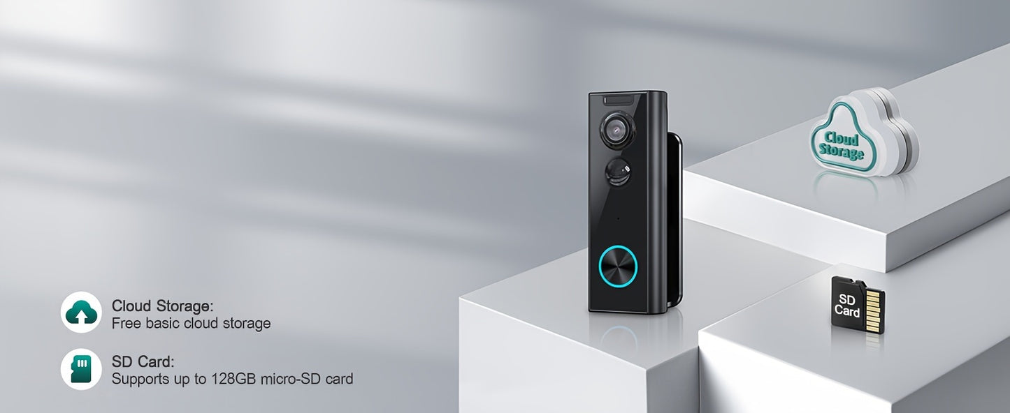 XTU Doorbell Camera Wireless No Subscription, 2K Video Doorbell With Chime, Front Door Camera, 2-way Audio, Instant Alert, Human Detection, 2.4G WiFi, Night Vision, Battery Powered, Apartment/Indoor/Outdoor Security