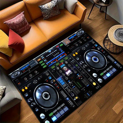 DJ Mixer Print Area Rug - 800g/m² Luxurious Crystal Velvet, Large Size (≥1.8msku), Durable & Stylish Decorative Mat for Office, Living Room, Bedroom, and Porch - Perfect for Desk, Coffee Table, and Hallway