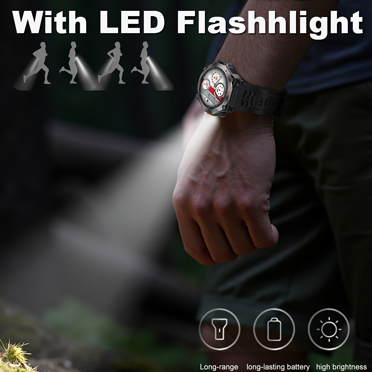 COIUSOR'S New GPS Smartwatch with LED Flashlight, 1.46-inch AMOLED HD Display, Wireless Calling, Real-Time Message Sync, One-Click Connection, Music Playback, GPS, Compass, Altitude, Barometer, Stopwatch, High Quality, Over 1