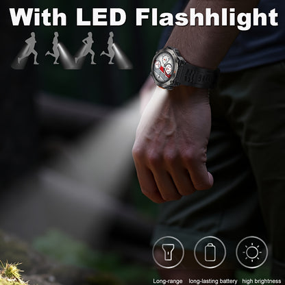 COIUSOR'S New GPS Smartwatch with LED Flashlight, 1.46-inch AMOLED HD Display, Wireless Calling, Real-Time Message Sync, One-Click Connection, Music Playback, GPS, Compass, Altitude, Barometer, Stopwatch, High Quality, Over 1