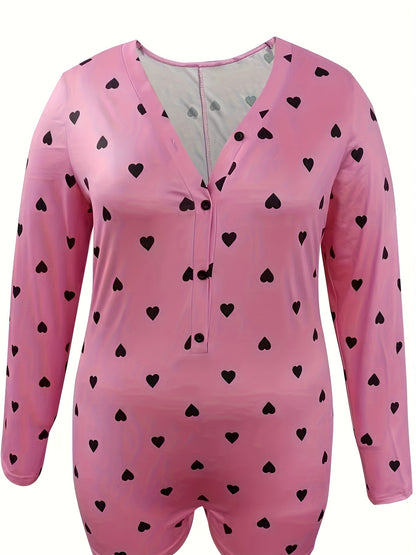 Plus Size Peach Heart Pajama Set