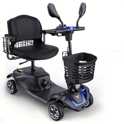 New 4-Wheel Mobility Scooter, 250W Motor, 5.6MPH Speed, 24V 12AH Battery, Solid 8"x3" Tires, Rearview Mirrors, Dual Baskets, Foldable & Adjustable Design, Easy To Control, Ideal For Daily Use And Outdoor Adventures