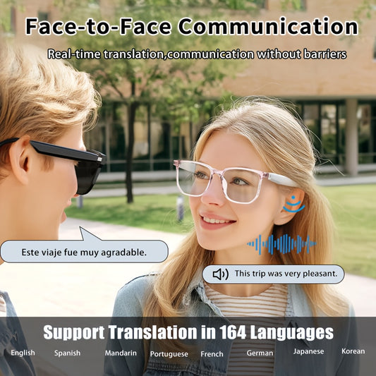 AI Smart Glasses, Smart Glasses Supporting Real-time Translation In 164 Languages, Multi-functional Audio Glasses, With Built-in Microphone And Speaker, High-definition Voice Calls And HIFI Music Quality, Music Playback And H