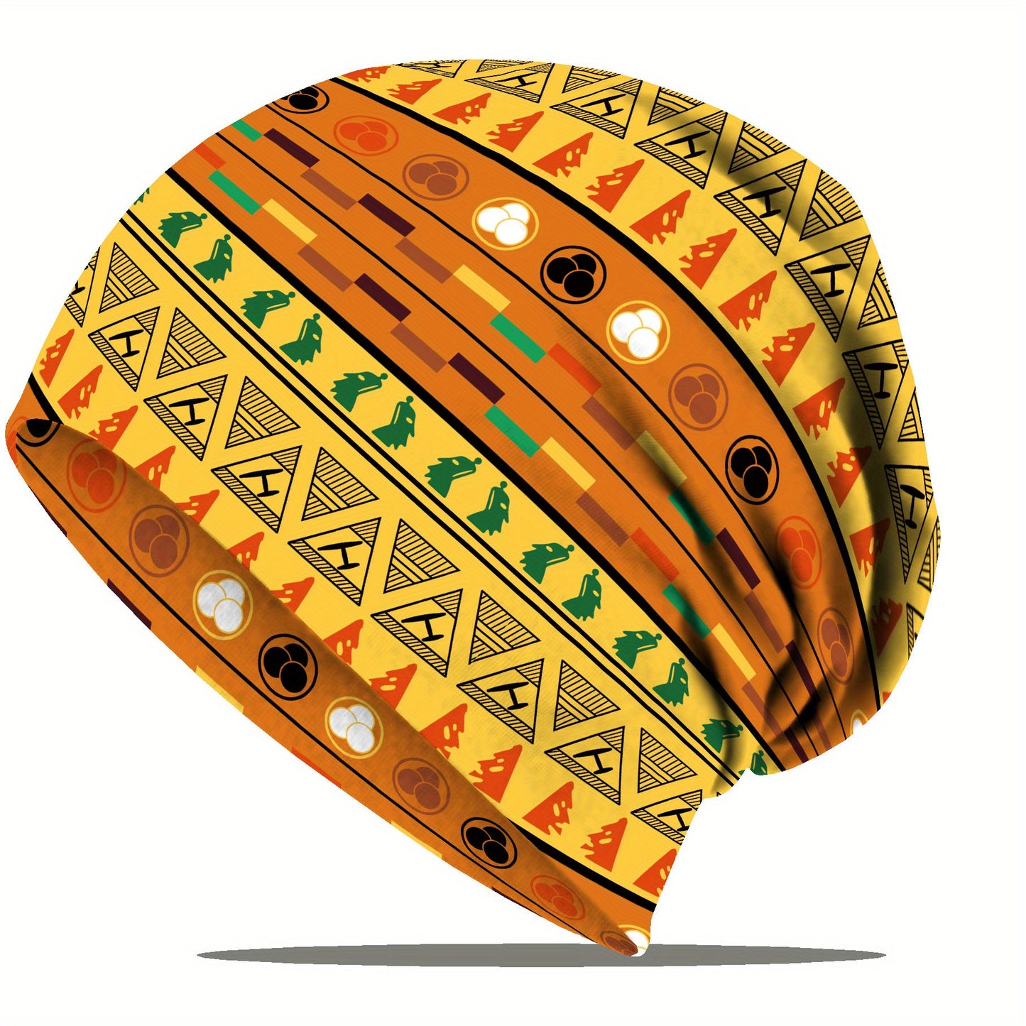 1/4pcs Vibrant Geometric Print Bohemian Style Women'S Loose Hat - Lightweight, Stretchy Fit, Hand Washable, Perfect for Chemotherapy Support & Casual Wear | Boho Headpiece | Lightweight Beanie, Winter Hat For Women, Cap For W