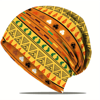 1/4pcs Vibrant Geometric Print Bohemian Style Women'S Loose Hat - Lightweight, Stretchy Fit, Hand Washable, Perfect for Chemotherapy Support & Casual Wear | Boho Headpiece | Lightweight Beanie, Winter Hat For Women, Cap For W