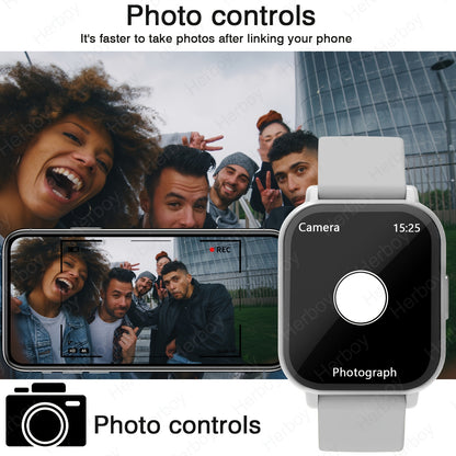 High Definition Full Touch Smartwatch, Suitable for Both Men and Women - Wireless Calling/Text Messaging/Multiple Exercise Modes/Remote Camera Control/Fitness Recording, for iPhone/Android, Modern Style, Perfect Gift for Men/