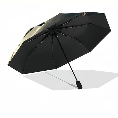 Personalized Medieval Knight Templar Umbrella - Name/Text, Automatic Open/Close, Heavy-Duty 8-Rib Windproof Design, Medieval-Themed Gift for History Buffs, Knights, Birthday or Christmas Present - Portable Travel Umbrella for
