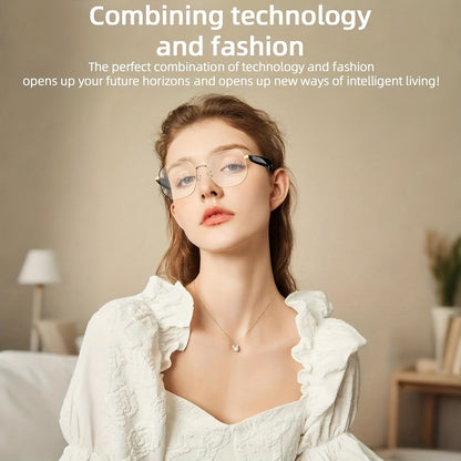 Golden Frame Smart Glasses with Language Translator, Wireless 5.4, Wireless Wireless, ChatGPT AI, Long Battery Life, Anti-blue Light And UV Protection, Voice-controlled Smart Glasses with Built-in Microphone And Speaker, Gami