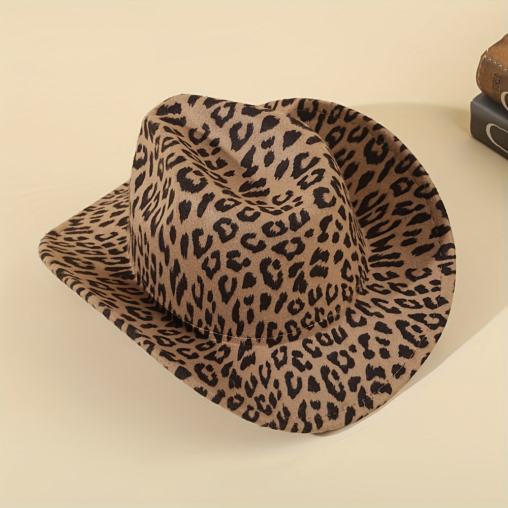 1/2/3pcs Western Cowboy Hats for Men & Women - Classic Minimalist Leopard Print Wide-Brim Cowboy Hats