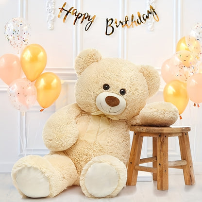 MorisMos Giant Teddy Bear Stuffed Animal 3 Ft, 36 In Large Teddy Bear For Shower Decor, Soft Big Stuffed Animal Plush Toy For Kid Birthday Christmas Girlfriend Valentines Gift, Beige/Cream