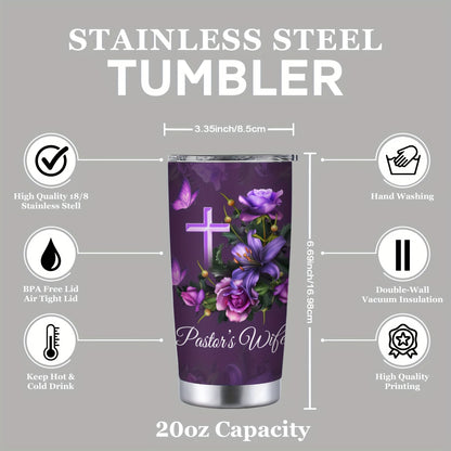 1pc 20oz Double-Layer Insulated Stainless Steel Water Cup, Shatterproof, Sealable, With Lid, 304 Stainless Steel, Letter Print, Pastor'S Wife Theme, Personalized Gift, for Friend