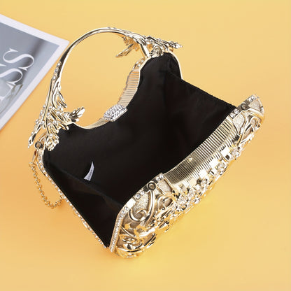 Perfect for Weddings, Proms & Formal Events - Handcrafted Rhinestone Clutch Purse - Luxurious Floral Evening Bag for Women - Elegant Dinner Handbag with Glittering Rhinestones & Golden-Tone Metal Handle