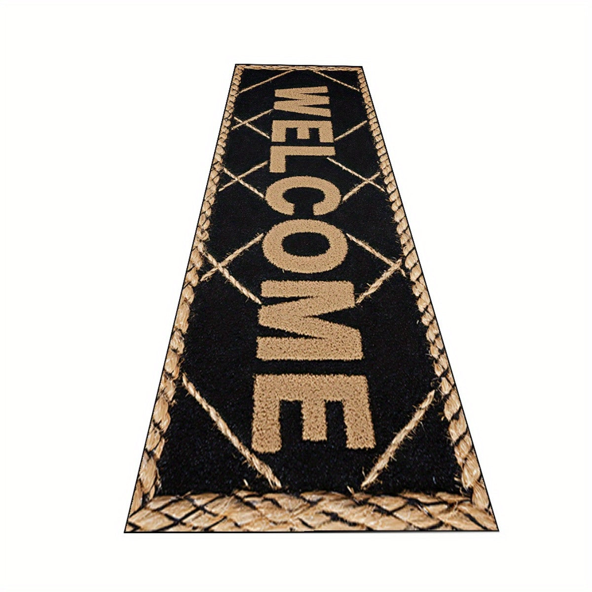1pc HKStorage Modern Welcome Mat - Elegant Golden Lettering on Black Background, Durable Polyester Rectangular Entryway Mat for Home, Office & Commercial Spaces, Machine-Made Machine Washable, Holiday Decor for Mother'S Day,