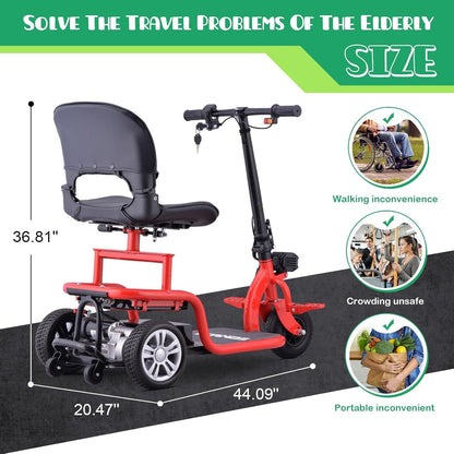 Premium Big Wheel Mobility Scooter for Seniors Adults, Electric Scooter with16'' Front Wheel, Adjust Height Seat and Foldable Handlebar, Led Lights, Max Load 300lb, Charger Included