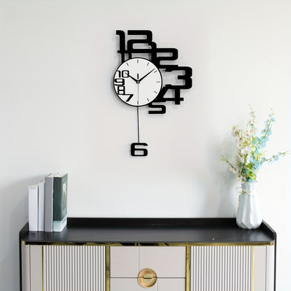 1pc Modern Minimalist Creative Metal Wall Clock, Silent Non-Ticking, Irregular Shape, Digital Display, AA Battery Powered, with No Battery Included, for Living Room, Kitchen, Bedroom, Dining Room, and Office Decor, Ideal for