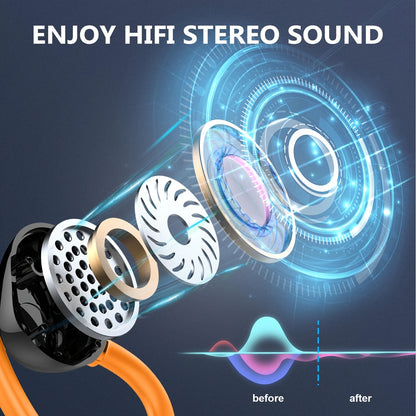 Q38 Wireless Earbuds, Wireless Headphones With HD Mic, Stereo Noise Cancelling Earbud, 48H Wireless Headphones Dual LED Display, Sport Wireless Earphones With EarHooks, USB-C
