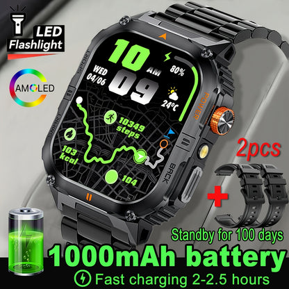 COIUSOR Men'S Outdoor Sports Smart Watch, Wireless Calling Smart Watch, 2.01-Inch HD Full Touch Screen, 1000 Mah Large Battery for Long-Lasting Use, Multiple Sports Modes, Alarm Clock, Pedometer, Calendar, Men'S Smart Watch