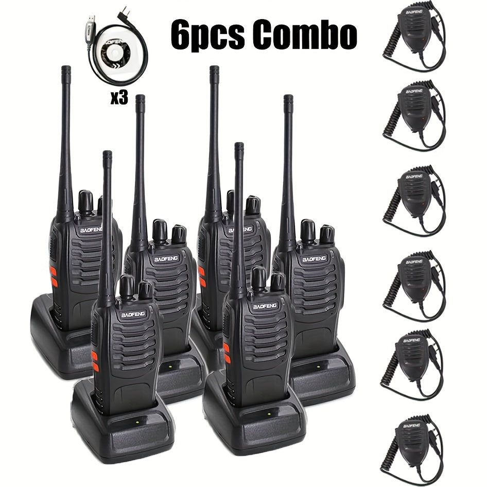 6pcs Walkie Talkie, Professional Two-Way Radios, Long Range UHF Communicator for Adults, Rechargeable Battery, Handheld 6pcs Walkie Talkie Set with Earpiece, Family Restaurant