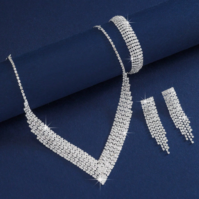 Fashion Bridal Jewelry Set, Including Necklaces, Earrings, Bracelets - Suitable For Women'S Daily Wear, Weddings, Parties, Etc. Precious jewelry holiday gifts