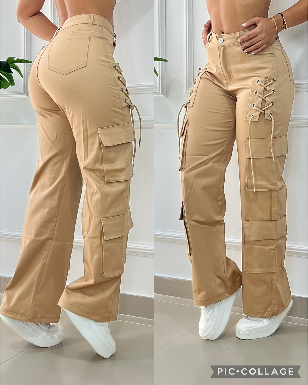 Women' - Heavy-Duty Pants with Multi- Utility - Solid Color Trousers, Tie-Front Closure & for (No Stretch Fabric) - Casual Outdoor & Professional Wear, Machine Washable