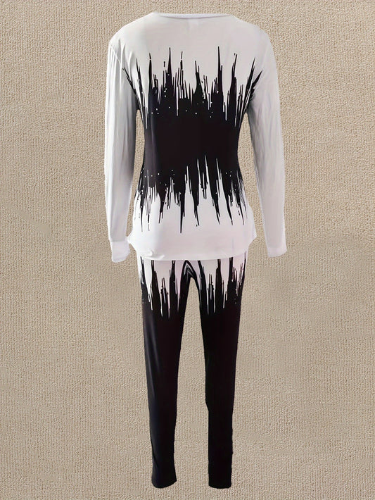 Smct41 Casual Set with Long Sleeves Featuring Personalized Color-Block Letter Design for Autumn And Winter