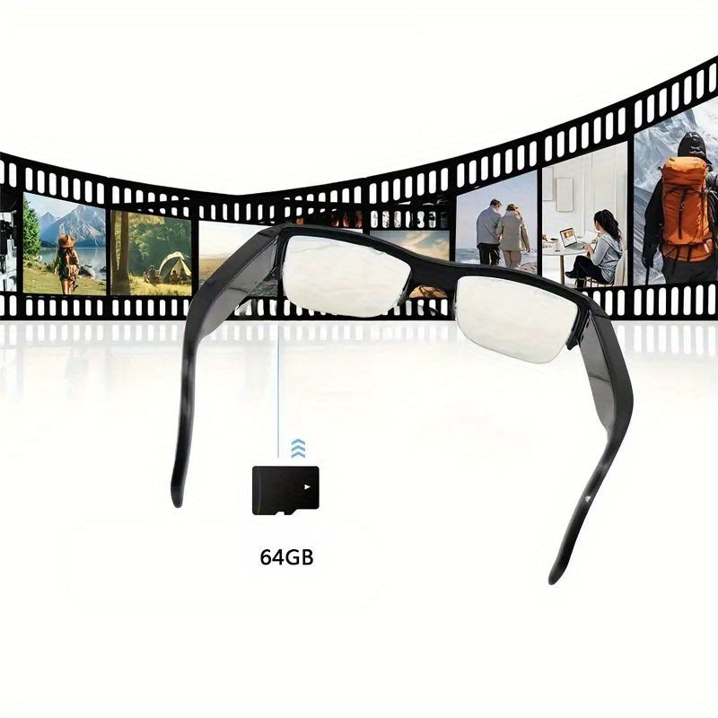 1080HD • High-quality Smart Glasses • 64GB Storage, Lightweight, Anti-Glare, Adjustable Head Strap, Sleek Glossy Finish, Durable Construction for Cycling, Motorcycle, Car & Fishing