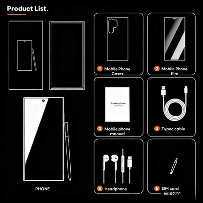 New Android Smartphone, Globally Unlocked 12+256GB, 2K Display, 6.8-inch Large Screen. Available In Four Colors. Comes With Stylus, Data Cable, Earphones, Phone Case, Screen Protector, And SIM Ejector Pin. A Must-have For You