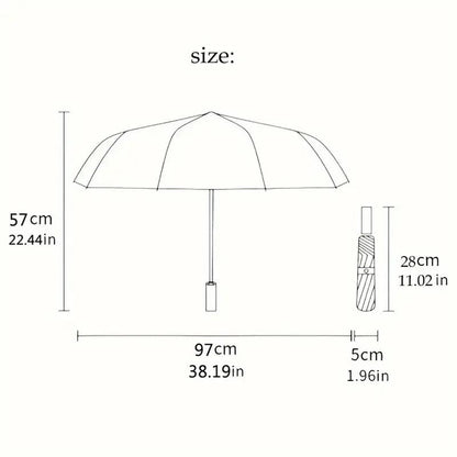 1pc Open/Close /Umbrella - Heavy-Duty 8-Rib Frame, Compact Folding Umbrella with Red/Yellow/Blue/Green Striped Canopy for Outdoor Travel, &  Days - Portable Manual Parasol, Ideal Christmas Gift for s &