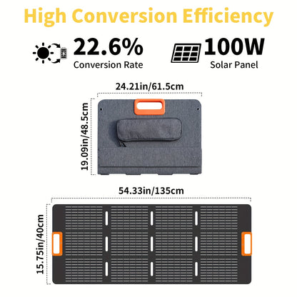 300W 120V Portable Power Station, Charging Station with 100W Solar Panel Included, 110V AC Outlets, DC Ports, LED Flashlight, And Lithium Battery Backup for Household Supplies, Outdoor Travel, Camping, And Blackout Emergencie