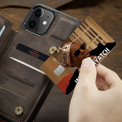 4pcs Waterproof PVC Card Skins - Funny "I'M RICH BIYOTCH" Golden Card Design Stickers | Scratch-Resistant, Non-Slip Glossy-like for Credit/Debit Cards & Keychains | Ultra-Thin Durable Disposable VIP-Style Protectors (Matte Vi