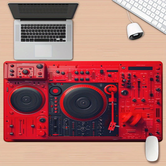 1pc Red DJ Controller Pad with Non-Slip Rubber Base - Large XXL Gaming & Office Mouse Pad, Multi-Functional Design for DJs, Musicians, and Computer Users, Vibrant Desk Decor for Music Lovers, Musician Gear | Vibrant Desk Deco
