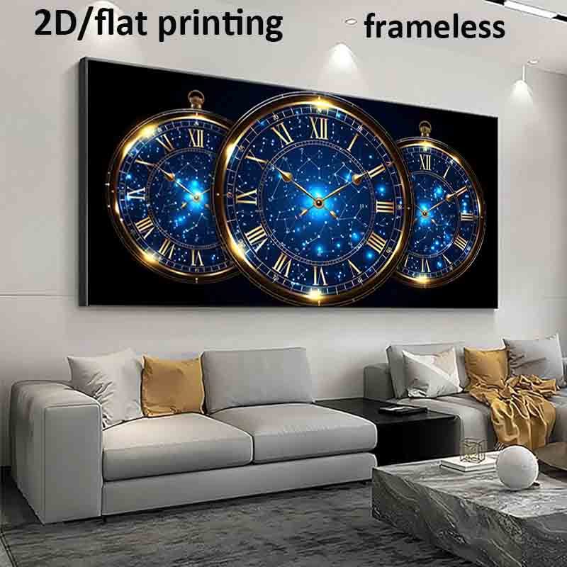 1pc Extra Large Modern Celestial Wall Art Poster - Timeless Constellations Canvas Print with Roman Numerals, Deep Blue & Golden Accents - Frameless Large Wall Decor for Living Room, Bedroom, Office - Easy Hanging Installation