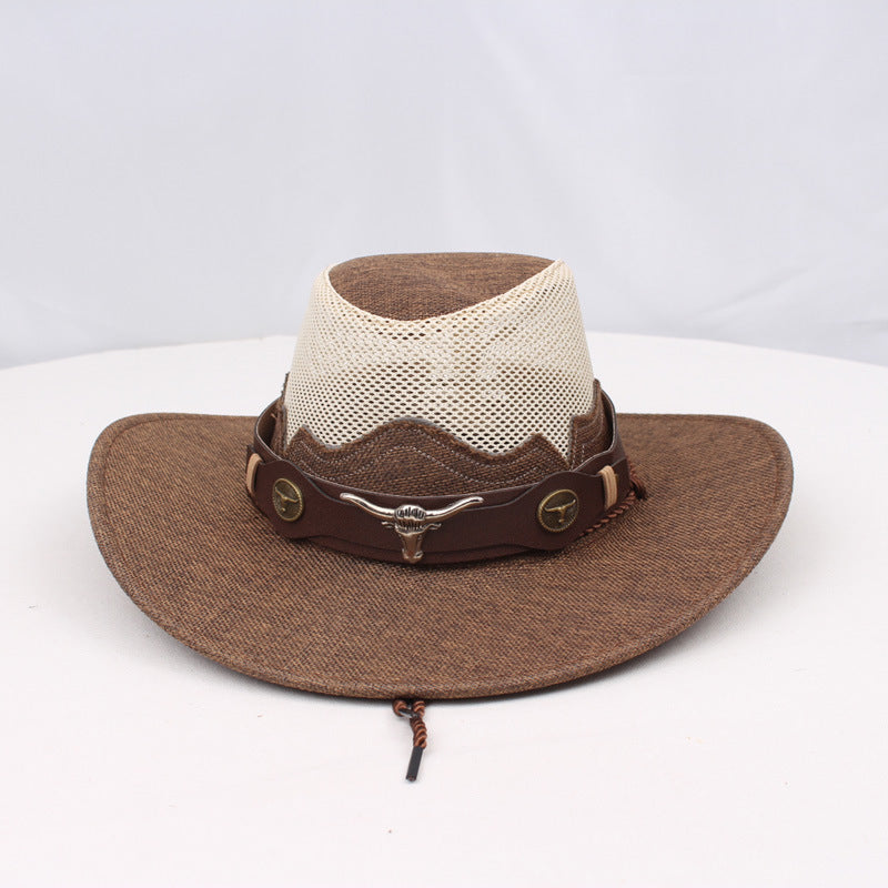 1pc Western Cowboy Hat - Lightweight Wide Brim Sun Protection, /BrownRed, for Western, Festival, Everyday, Themed Parties - Unisex Cowboy Hat for Men & Women - Ideal Western Costume Accessory Gift, Festival Gear