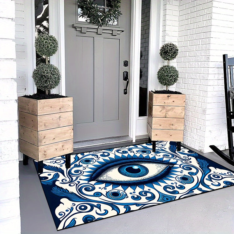 1pc Eye Socket Pattern Doormat, Non-Slip Polyester 100% Indoor/Outdoor Rug, Machine Washable, Decorative Entryway Mat, Home Decor, Bedroom Accessory, Unique Photo Prop, Rectangle Throw Rug, Ideal Gift